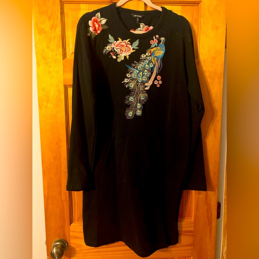 Driftwood Embroidered Sweatshirt Dress